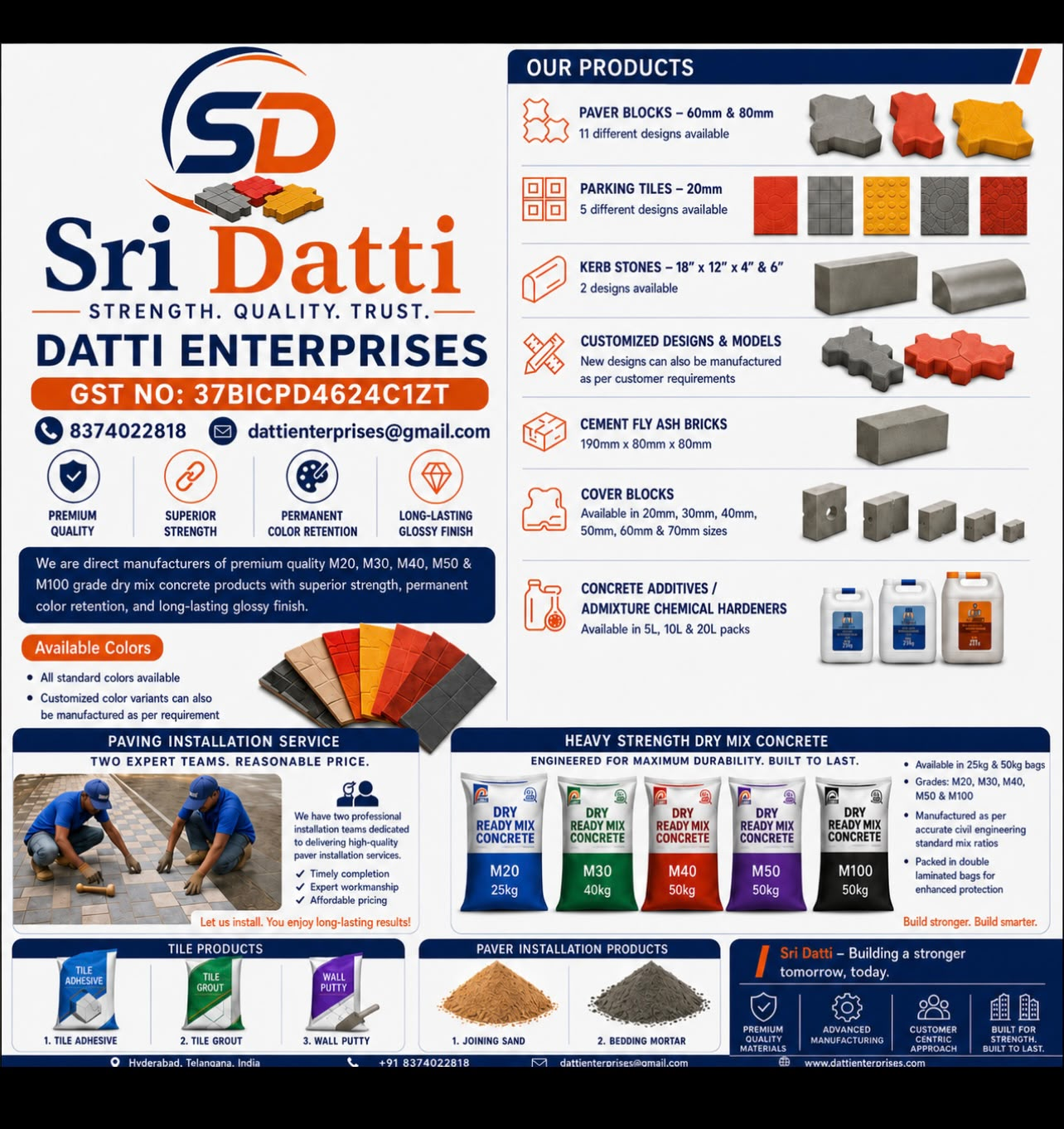 Sri Datti Dry Ready Mix Concrete product range